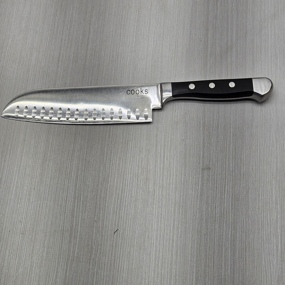 Cooks by JCPenney 7 inch Santoku Knife Stainless Steel Granton Edge Triple Rivet